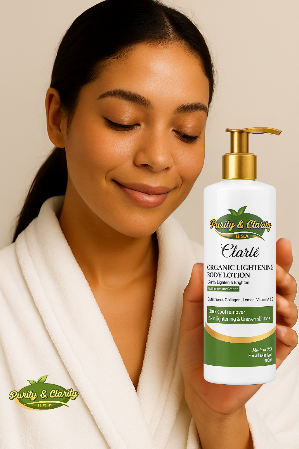 Clarté Organic Lightening Body Lotion – Brightens & Fades Dark Spots