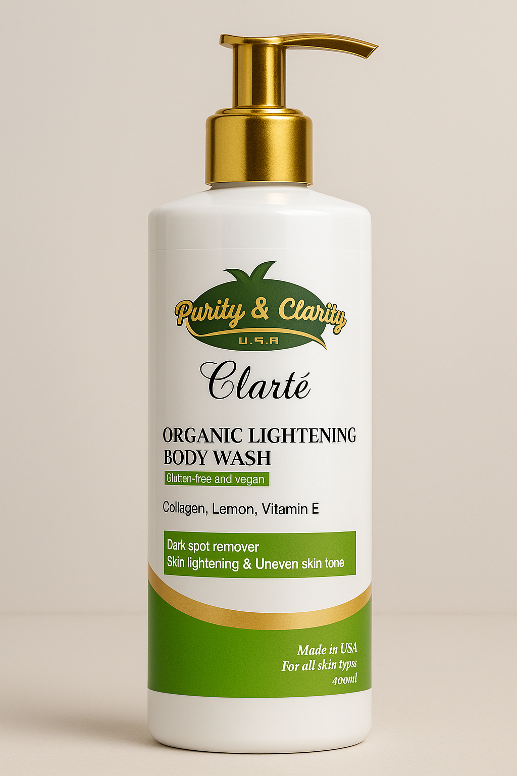 Clarté Organic Lightening Body Wash – Brightening & Dark Spot Corrector - Purity & Clarity, LLC