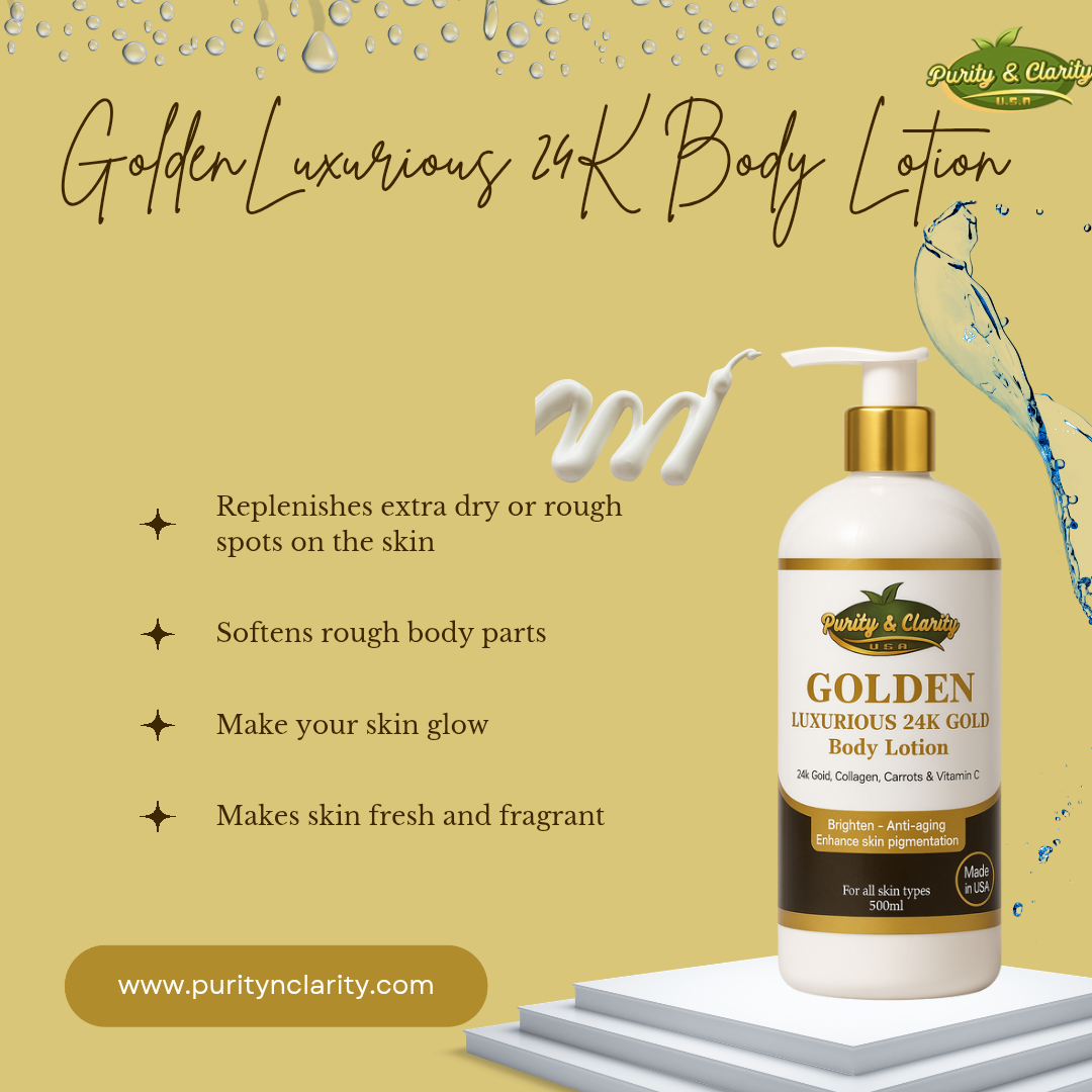Golden Luxurious 24k Gold Body Care Set – Cleanse • Hydrate • Glow - Purity & Clarity, LLC