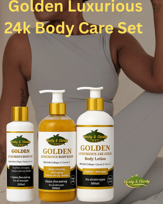 Golden Luxurious 24k Gold Body Care Set – Cleanse • Hydrate • Glow