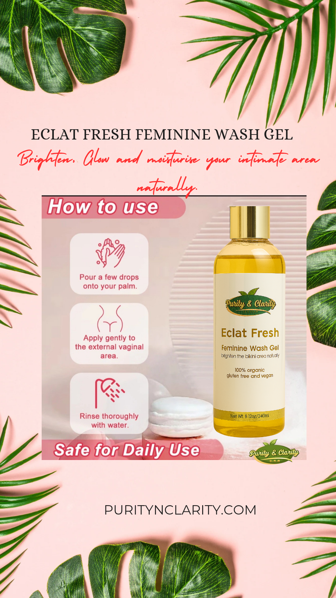 Éclat Fresh Feminine Wash Gel – Gentle Cleanse • pH-Balanced • Soothe