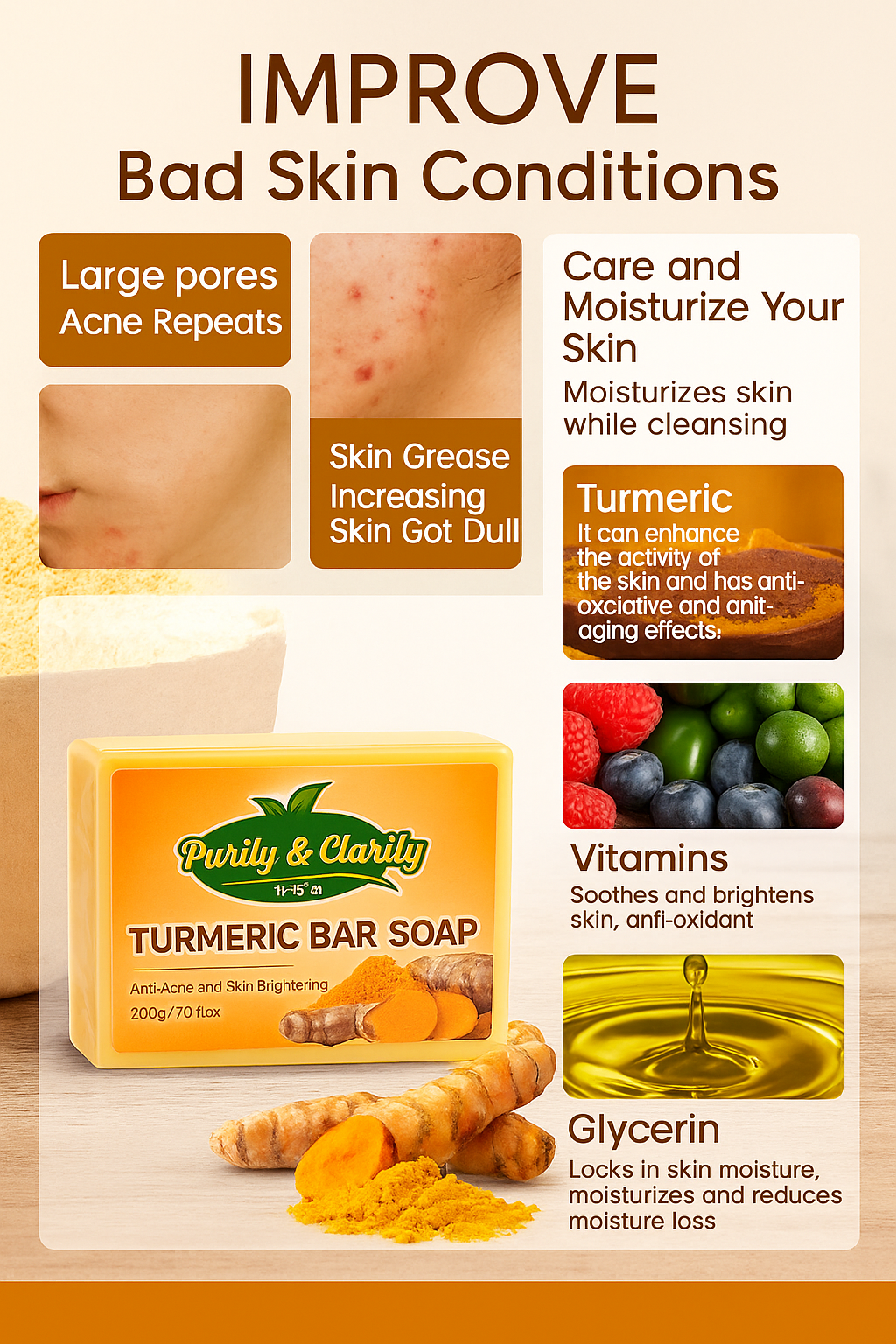 Turmeric Bar Soap – 200g - Purity & Clarity, LLC