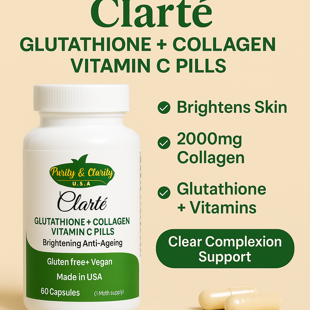 Clarté Glutathione + Collagen + Vitamin C Pills – Brightening & Anti-Aging Formula - Purity & Clarity, LLC