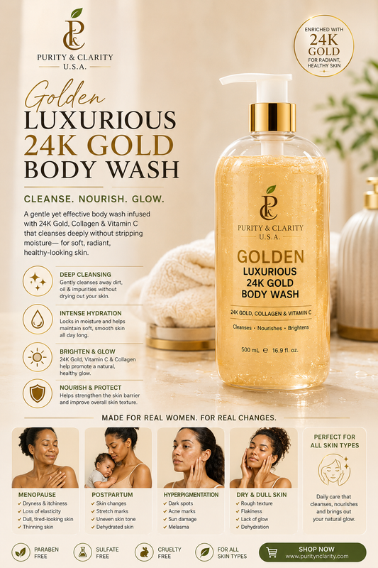 Golden Luxurious 24K Gold Body Wash – Purify • Hydrate • Restore • Glow | Luxury Hydrating Body Wash for Dry, Dull & Mature Skin