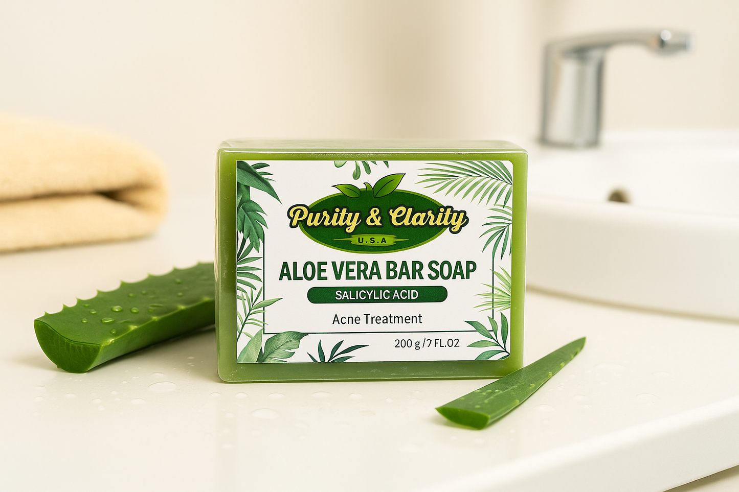 Aloe Vera Bar Soap Acne-Fighting & Soothing Care– 200g - Purity & Clarity, LLC