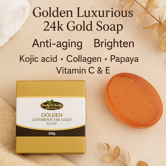 Golden Luxurious 24K Gold Collection Set – Face & Body Ritual (7 Items) - Purity & Clarity, LLC