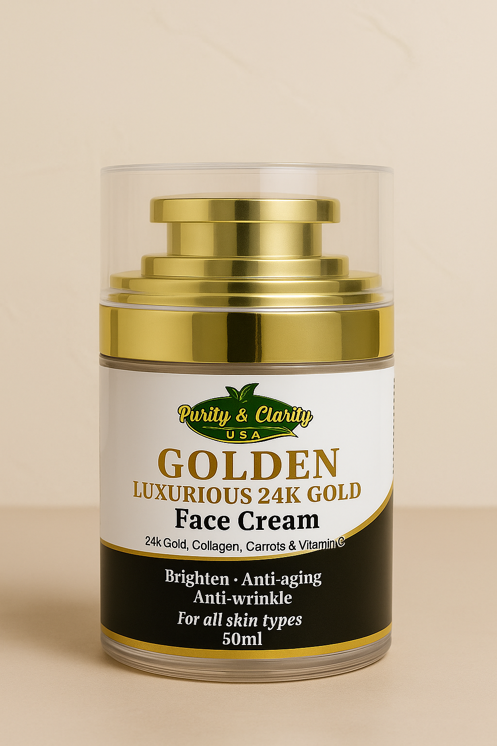 Golden Luxurious 24k Gold Face Cream – Brighten, Firm & Glow - Purity & Clarity, LLC