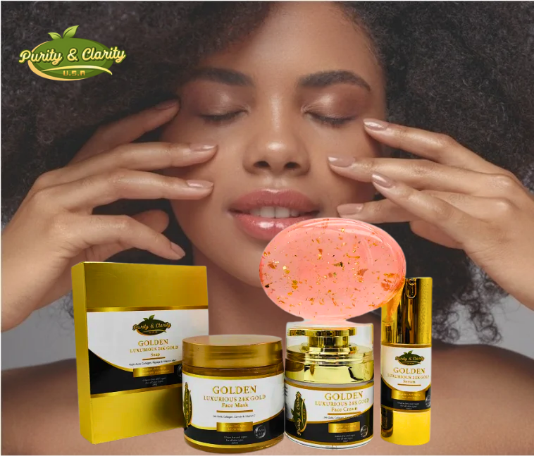 Golden Luxurious 24K Gold Face Care Set – Complete 4-Step Glow Ritual