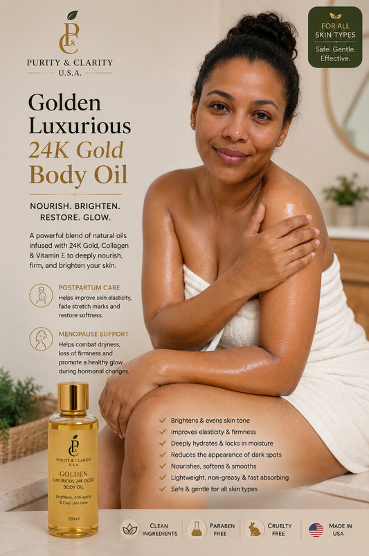 Golden Luxurious 24K Gold Body Oil – Deep Hydration • Radiant Glow • Luxury Body Oil for Dry, Dull, Mature & Uneven Skin