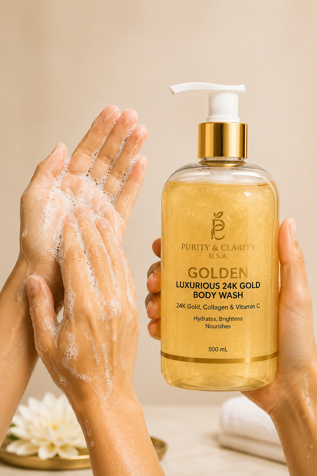 Golden Luxurious 24K Gold Collection Set – Face & Body Ritual (6 Items) Best Value.Complete Routine
