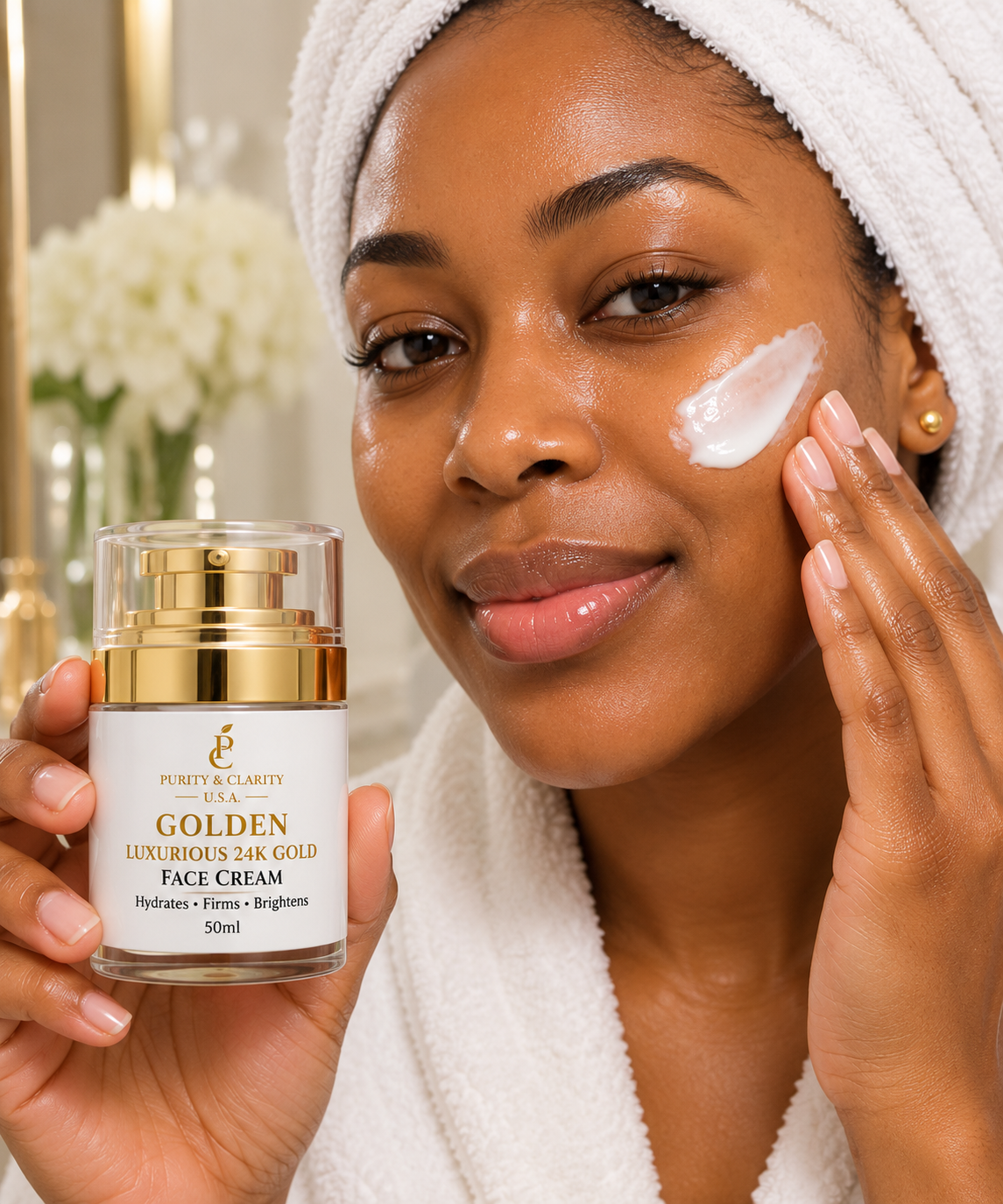 Golden Luxurious 24K Gold Face Cream – Brighten • Hydrate • Firm • Renew | Luxury Face Cream for Dark Spots, Uneven Tone, Dry & Mature Skin
