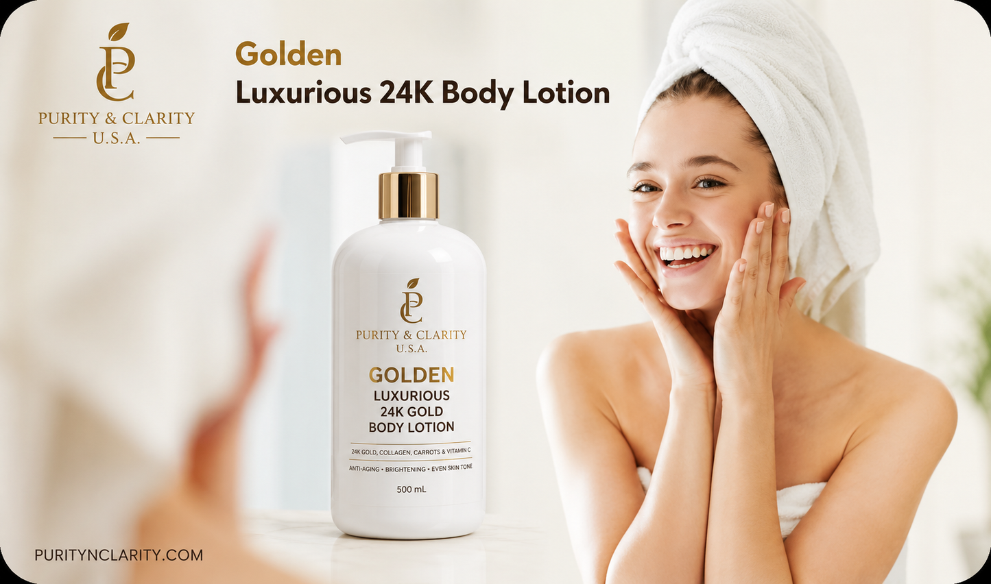 Golden Luxurious 24K Gold Body Lotion – Hydrate • Brighten • Renew | Luxury Body Lotion for Dry, Dull, Uneven & Mature Skin