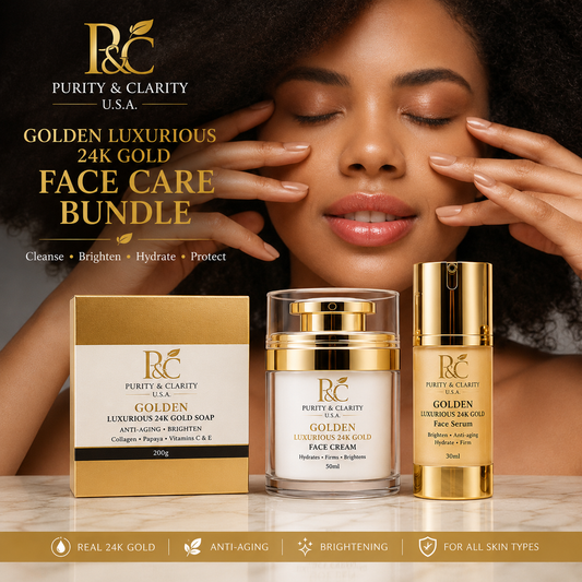 Golden Luxurious 24K Gold Face Care Set – Complete 3-Step Glow Ritual-(Start Here)