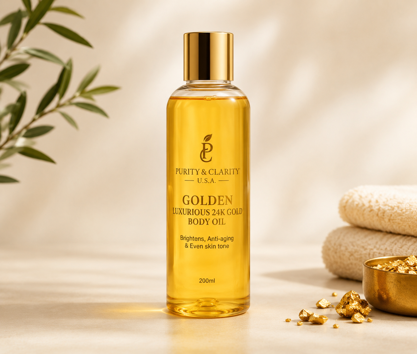 Golden Luxurious 24K Gold Body Oil – Deep Hydration • Radiant Glow • Luxury Body Oil for Dry, Dull, Mature & Uneven Skin