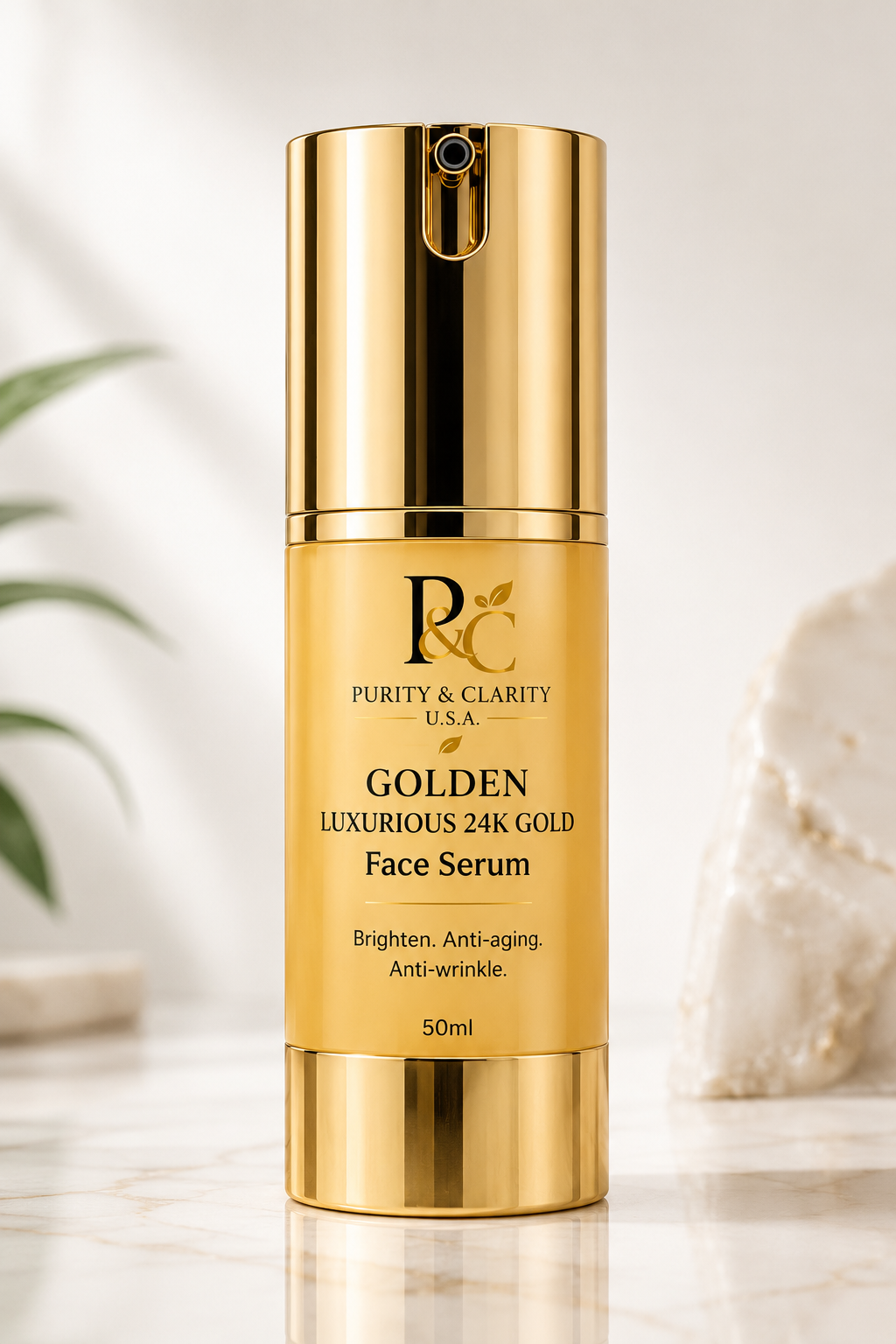 Golden Luxurious 24K Gold Face Serum – Brighten • Hydrate • Firm • Renew | Luxury Face Serum for Dark Spots, Hyperpigmentation & Mature Skin
