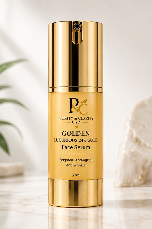 Golden Luxurious 24K Gold Face Serum – Brighten • Hydrate • Firm • Renew | Luxury Face Serum for Dark Spots, Hyperpigmentation & Mature Skin
