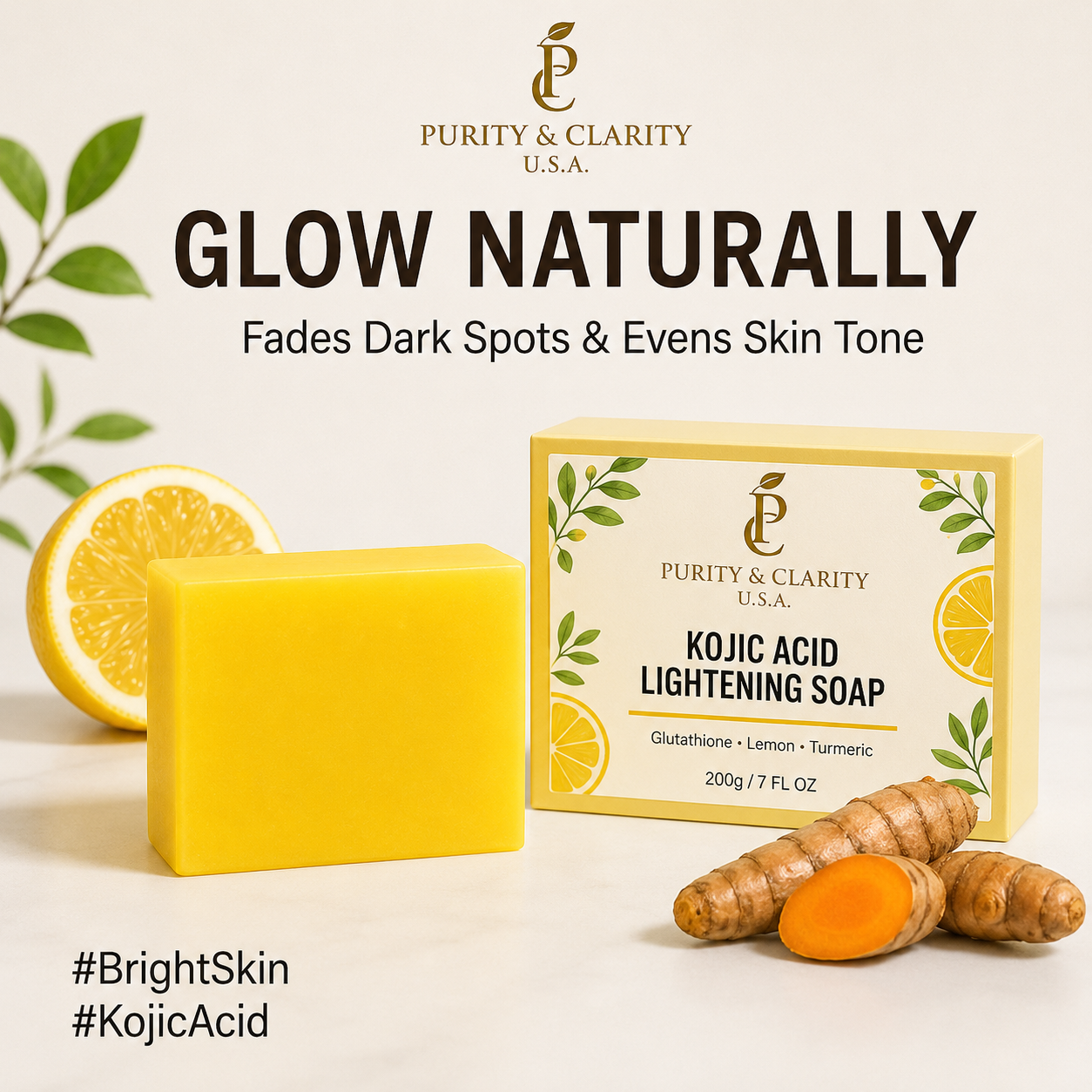 Kojic Acid Lightening Face & Body Bar Soap – 200g