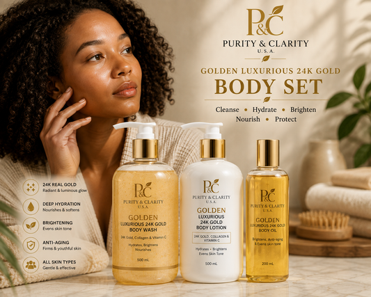 Golden Luxurious 24k Gold Body Care Set – Cleanse • Hydrate • Glow. The Complete Body Ritual for Deep Hydration, Radiance & Healthy-Looking Skin