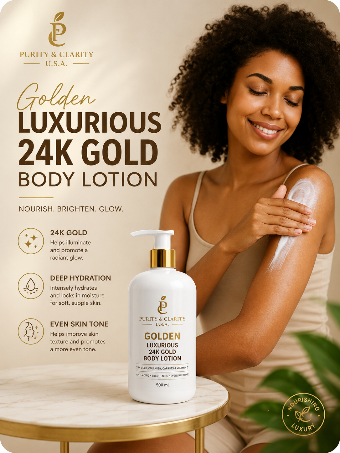 Golden Luxurious 24K Gold Collection Set – Face & Body Ritual (6 Items) Best Value.Complete Routine